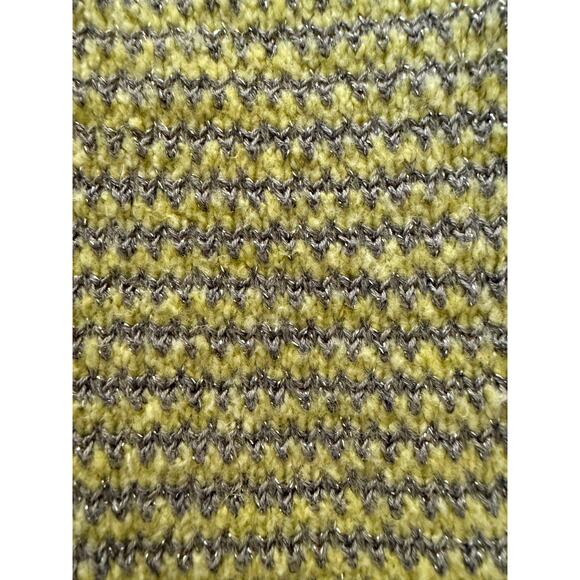 Anthropologie MOTH Sweater Yellow Silver Stripe Retro 40s Coquette Fall Winter - Picture 8 of 10